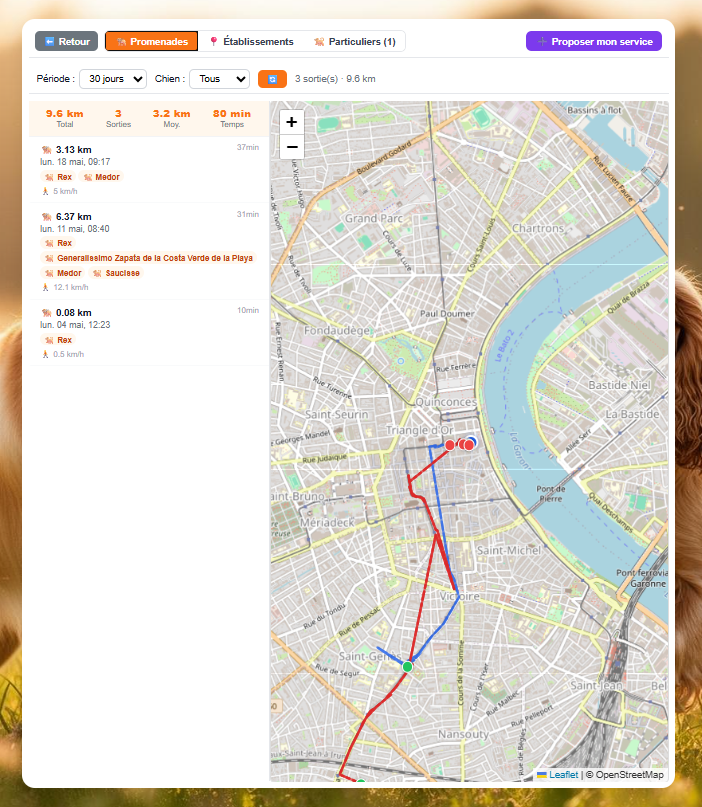 Carte des promenades GPS